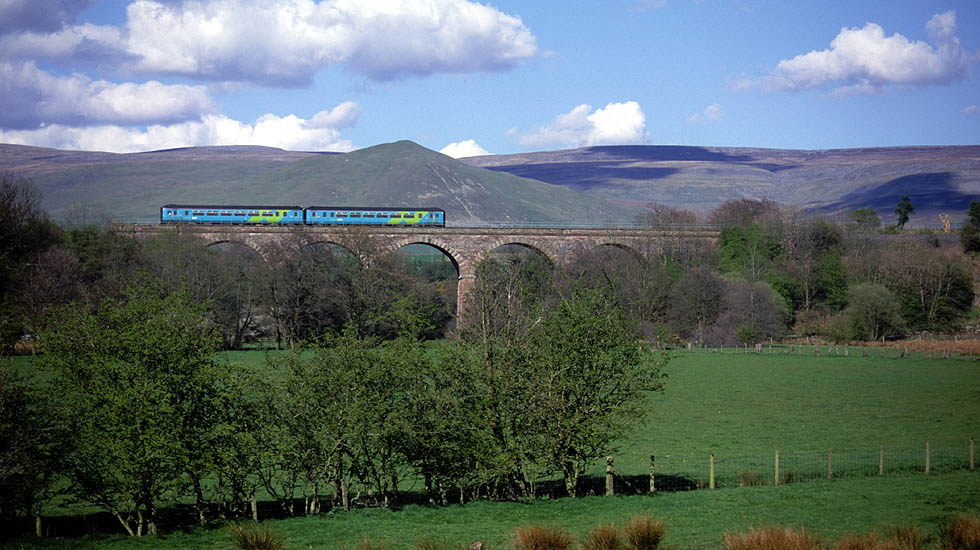 Class 156 crossing Long Marton Viaduct